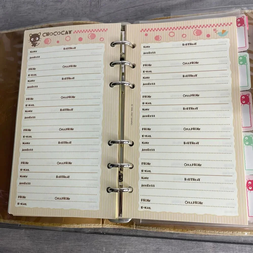 NOS Vintage SANRIO CHOCOCAT 1996 Undated Planner Tan Pink Address Book Organizer